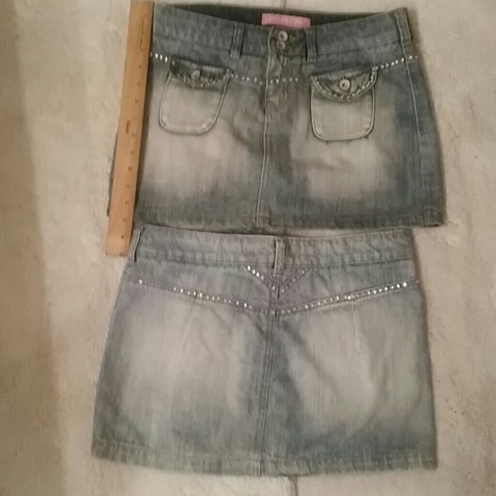 𝅺Denim Mini Skirt Bling Accents By Brooklyn Girl